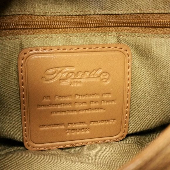 Fossil Woven Straw Baguette Bag Purse Tan Leather Wooden-Key Boho Coastal - Picture 7 of 9